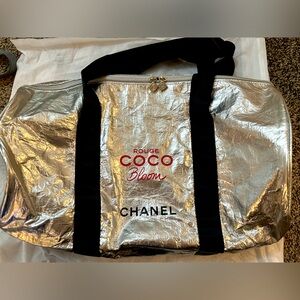Chanel silver bowling bag, complimentary bag.